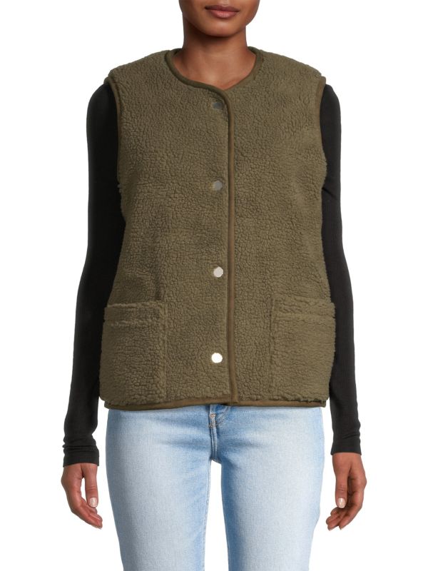 Jane Post Reversible Sherpa Snap Front Vest